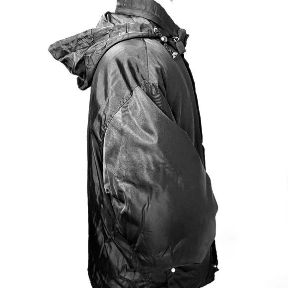 Prada 90s Vintage Black Nylon Jacket with Hood XL - Picture 4 of 13